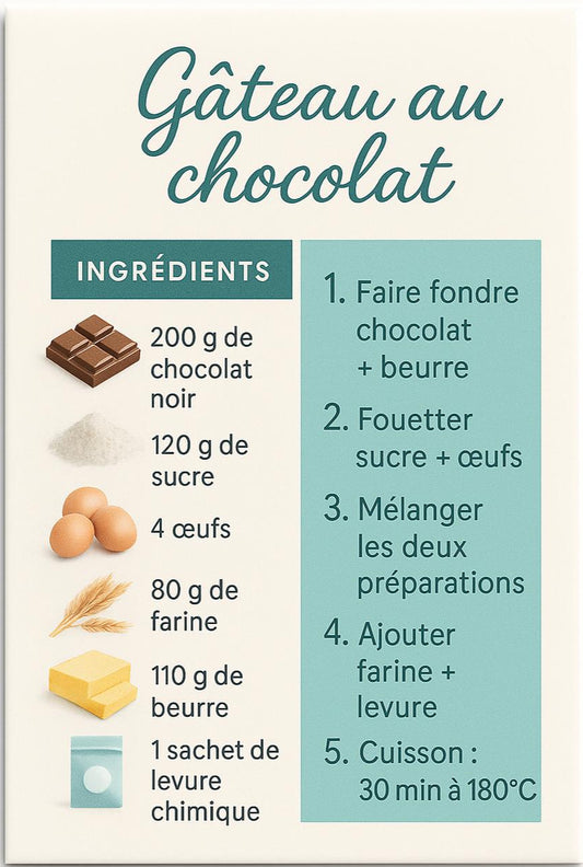 Magnet Recette - Gâteau au chocolat
